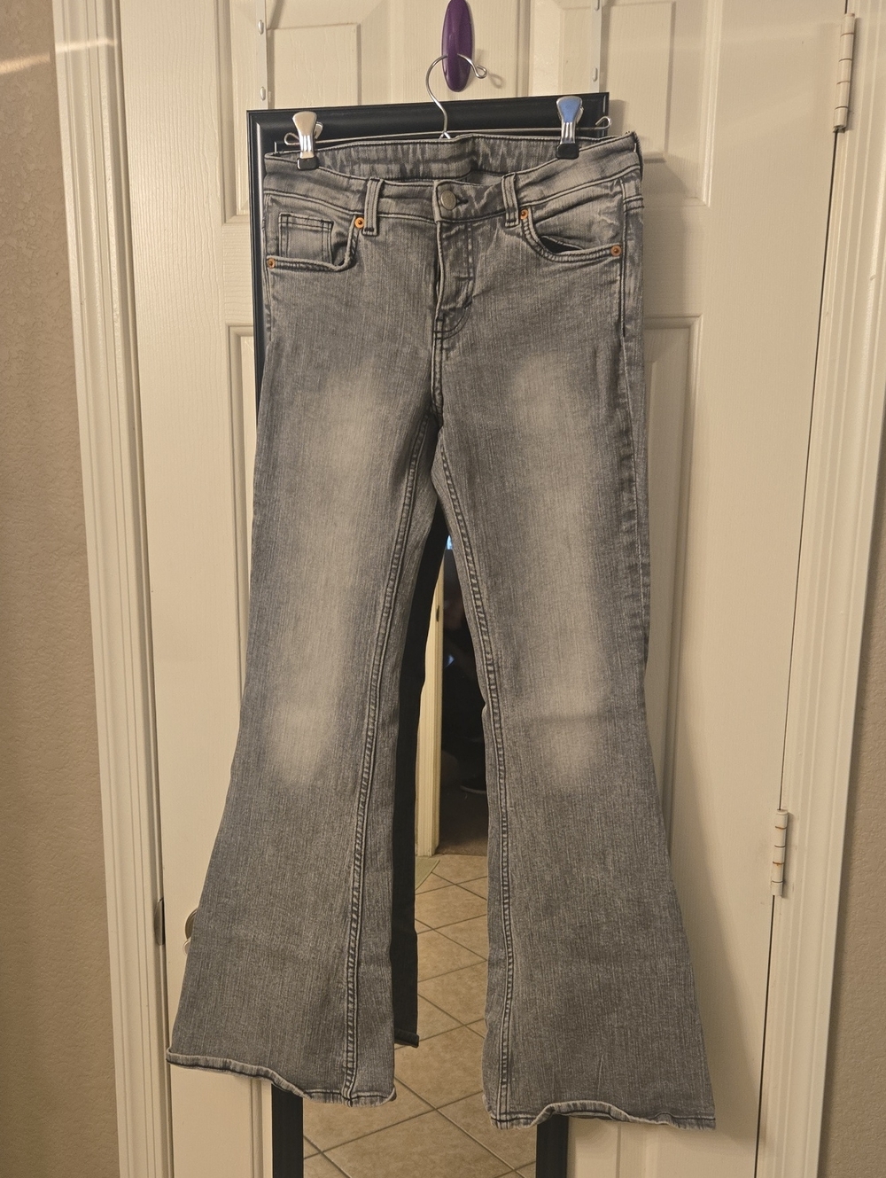 Monki Denim Women’s Gray Flared Jeans - Washed Grey Sz 27/32